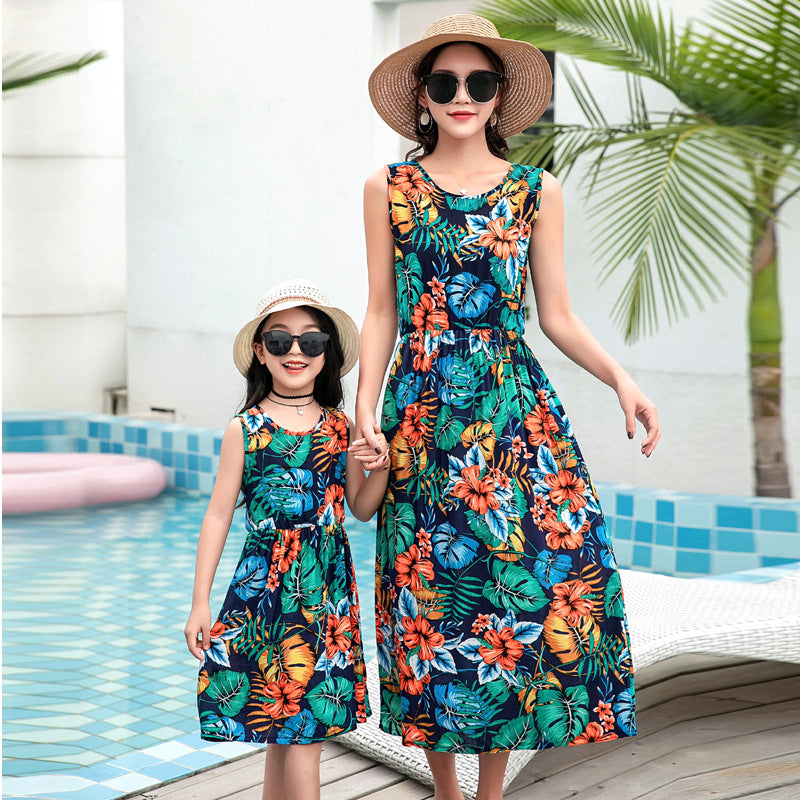 Gilet de plage mère-fille jupe longue