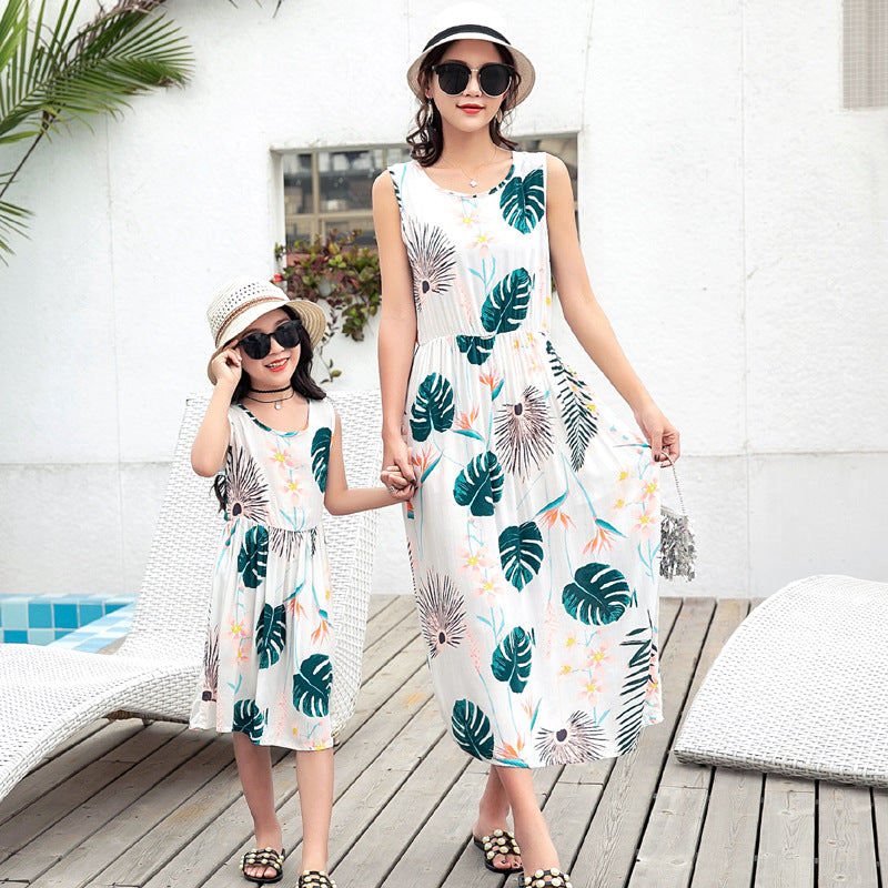 Gilet de plage mère-fille jupe longue