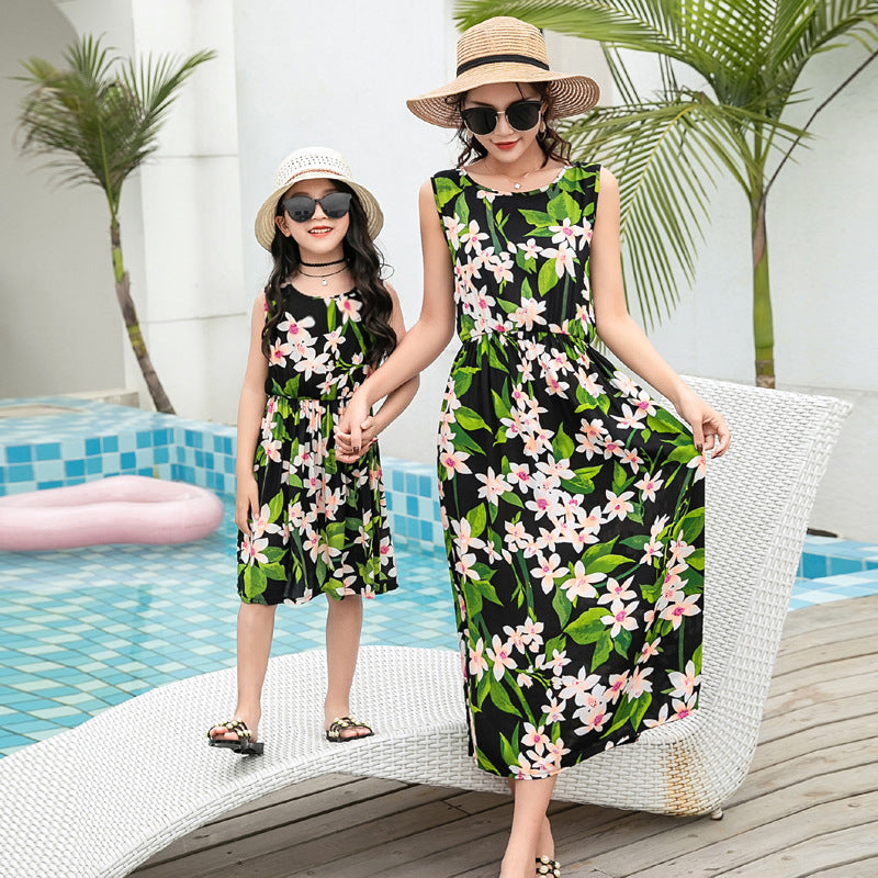 Gilet de plage mère-fille jupe longue