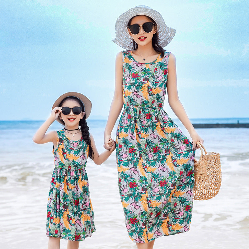 Gilet de plage mère-fille jupe longue
