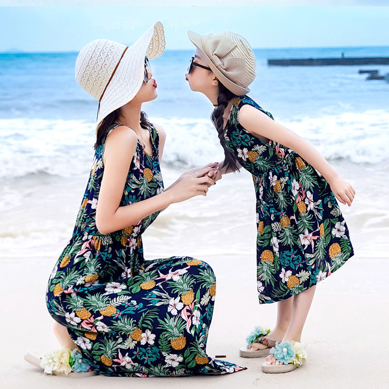 Gilet de plage mère-fille jupe longue