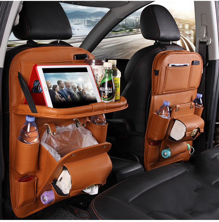 Sac de rangement de voiture en cuir PU multifonction, plateau de dossier de siège, sac de suspension étanche, organisateur de voiture, accessoires intérieurs automobiles
