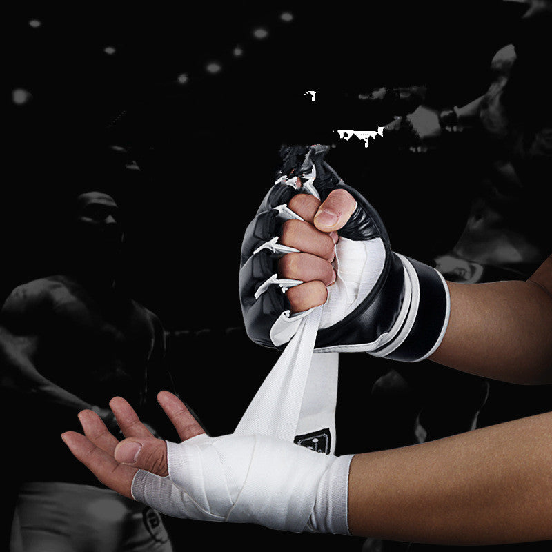 Gants de boxe demi-doigts MMA Muay Thaï sac de frappe
