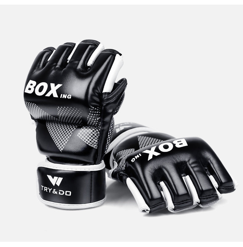 Gants de boxe demi-doigts MMA Muay Thaï sac de frappe