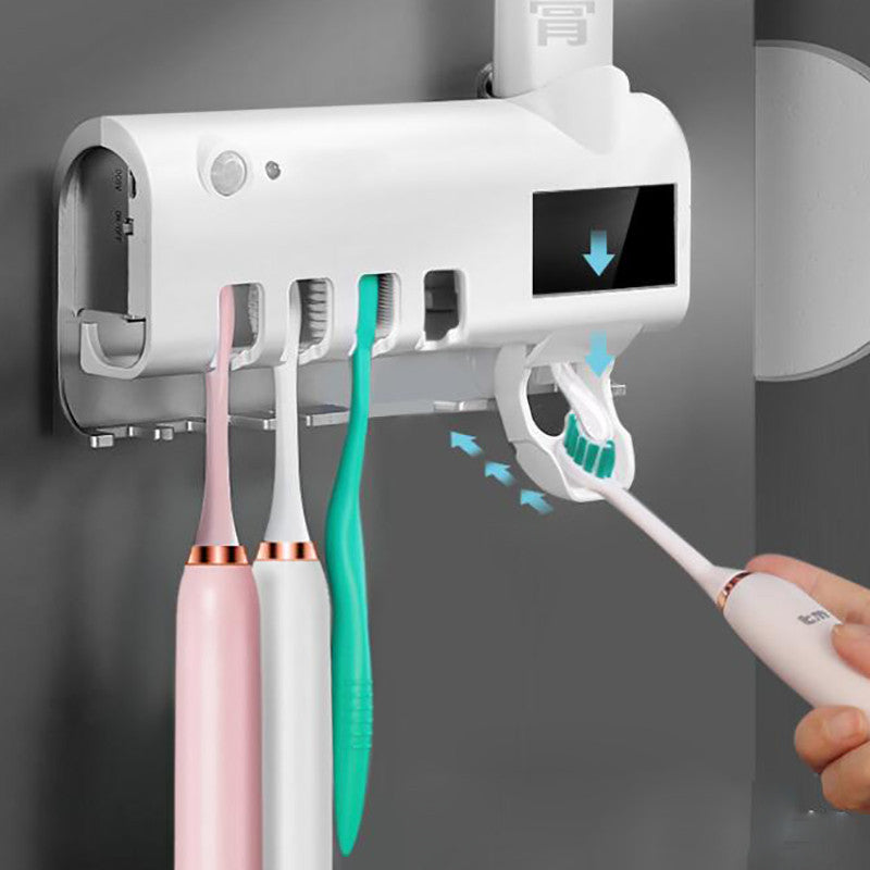 Stérilisateur UV intelligent pour brosses à dents, distributeur automatique de dentifrice, porte-brosse à dents et dentifrice