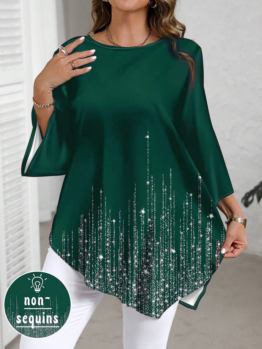 Haut décontracté et polyvalent pour femme grande taille avec un motif dégradé