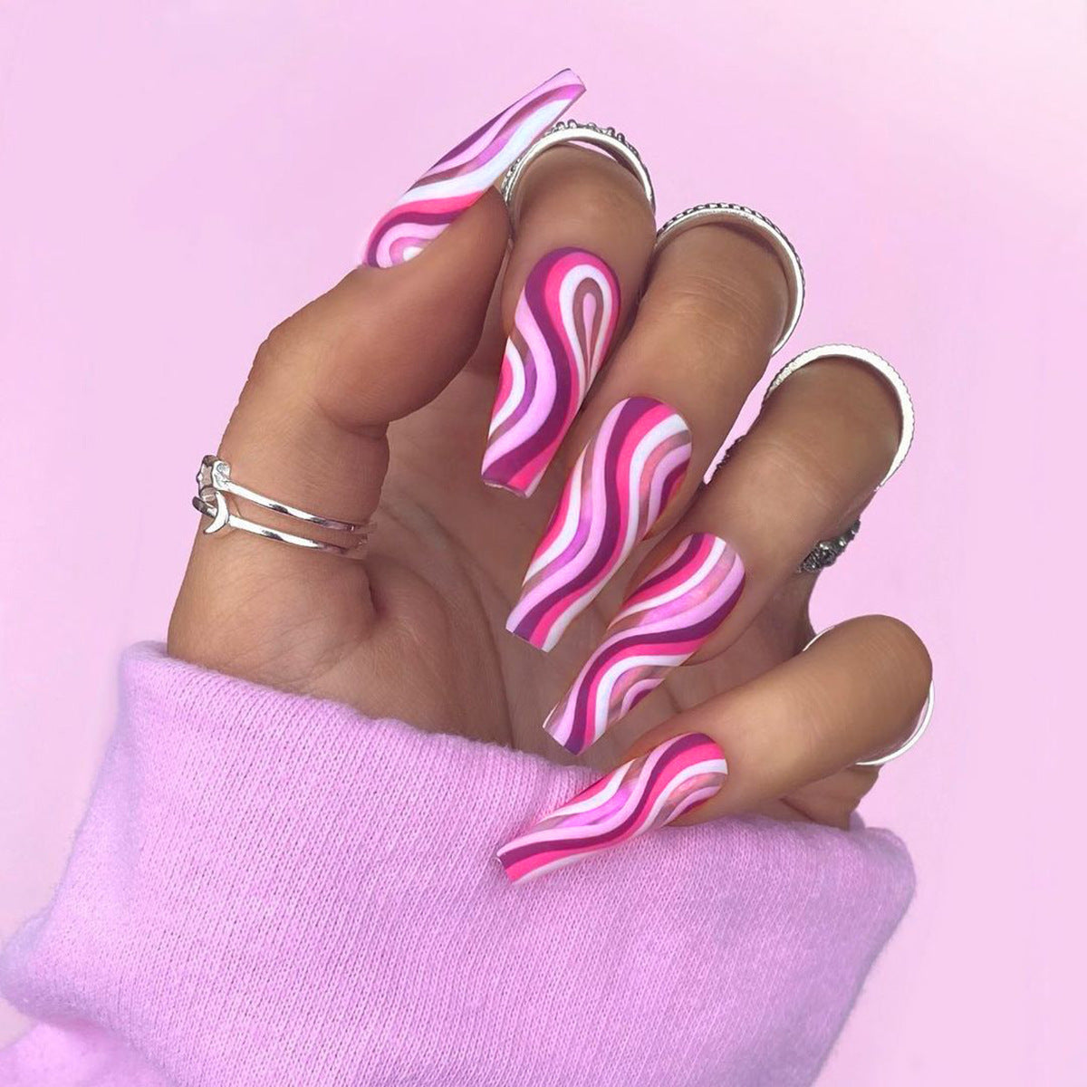 Faux ongles artistiques détachables et portables, à coller