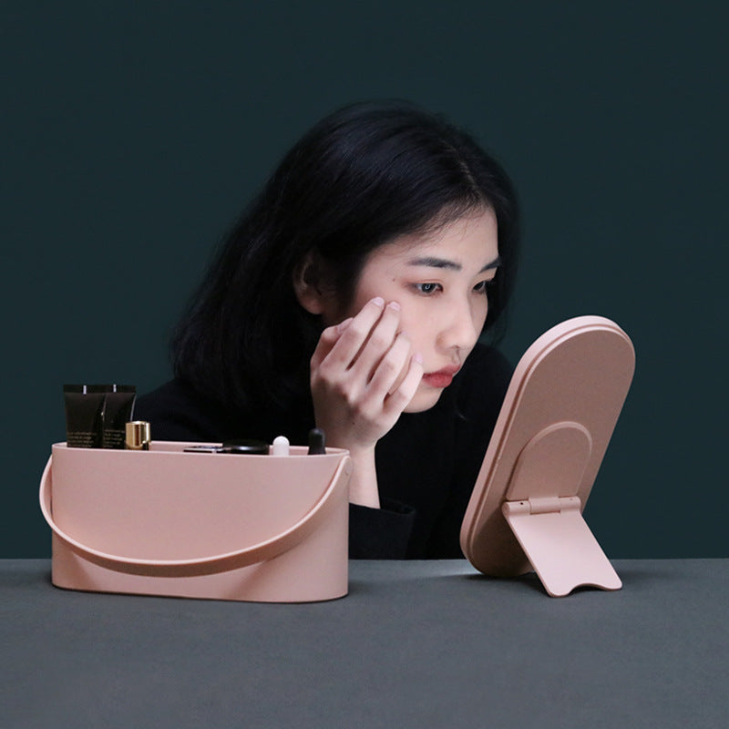 Mini coffret de maquillage portable Creative Muid avec miroir de maquillage LED rechargeable et veilleuse, idéal pour les voyages et pour les bureaux.