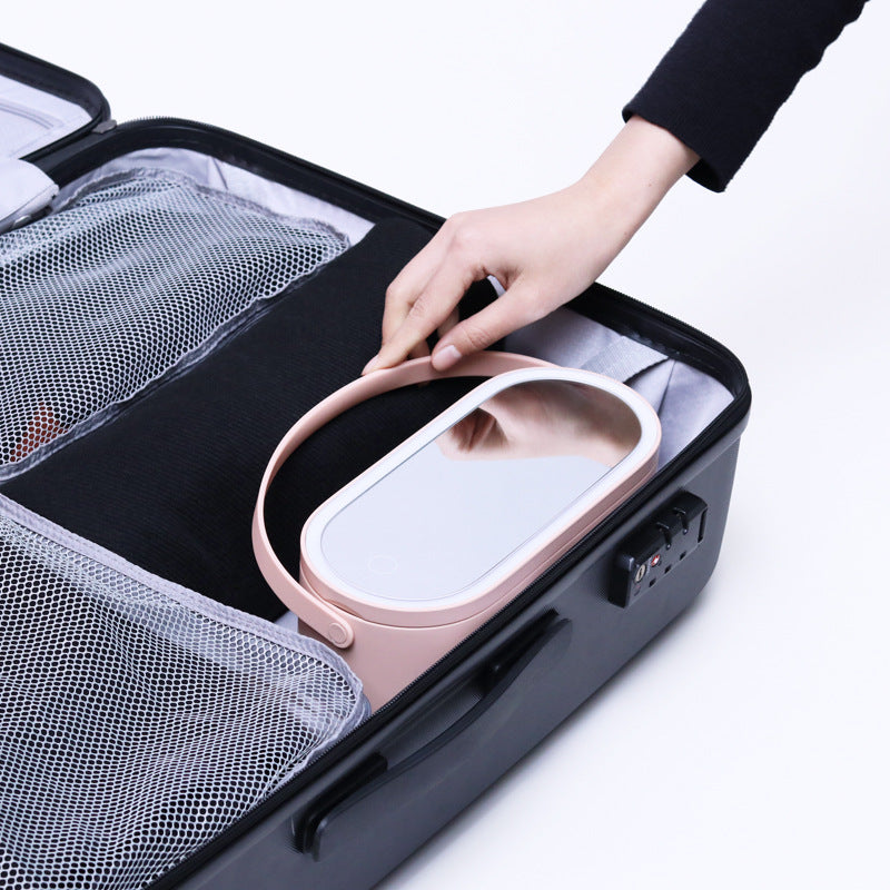 Mini coffret de maquillage portable Creative Muid avec miroir de maquillage LED rechargeable et veilleuse, idéal pour les voyages et pour les bureaux.