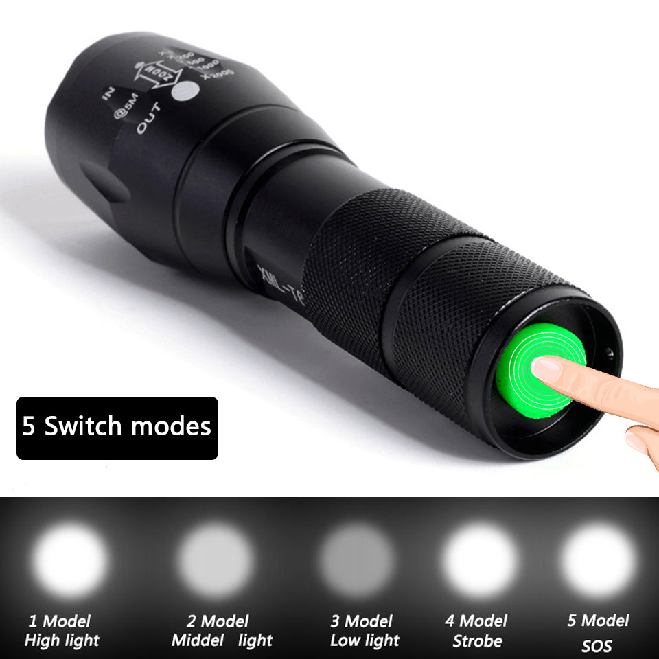 Lampe torche puissante, rechargeable, étanche, idéale pour les forces spéciales, la défense personnelle à domicile, le vélo, le camping et les balades. Mini lampe torche premium ultra-lumineuse.