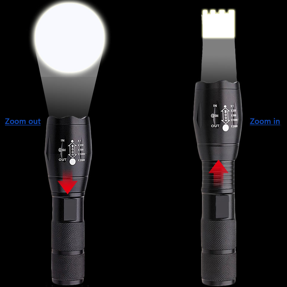 Lampe torche puissante, rechargeable, étanche, idéale pour les forces spéciales, la défense personnelle à domicile, le vélo, le camping et les balades. Mini lampe torche premium ultra-lumineuse.