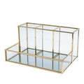 Organisateur de maquillage en verre, organisateur de cosmétiques pour salle de bain avec finitions dorées