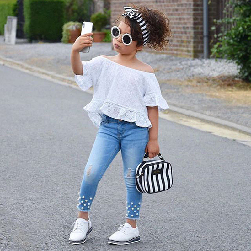 Ensemble chemise et short pour filles et enfants