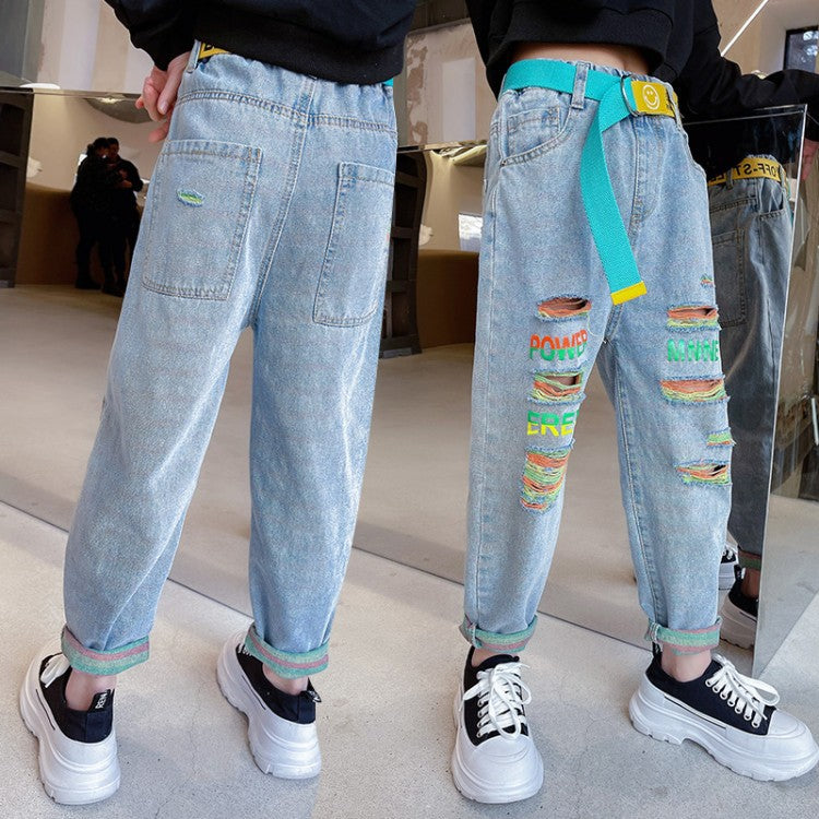 Jeans pour filles, style western, pantalons décontractés pour bébés