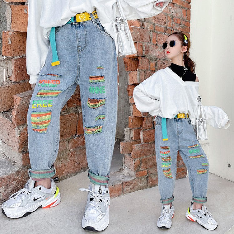 Jeans pour filles, style western, pantalons décontractés pour bébés