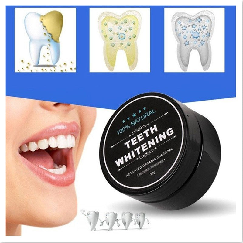 Poudre de charbon pour le blanchiment des dents, charbon actif de noix de coco, poudre de charbon pour le blanchiment des dents, hygiène buccale
