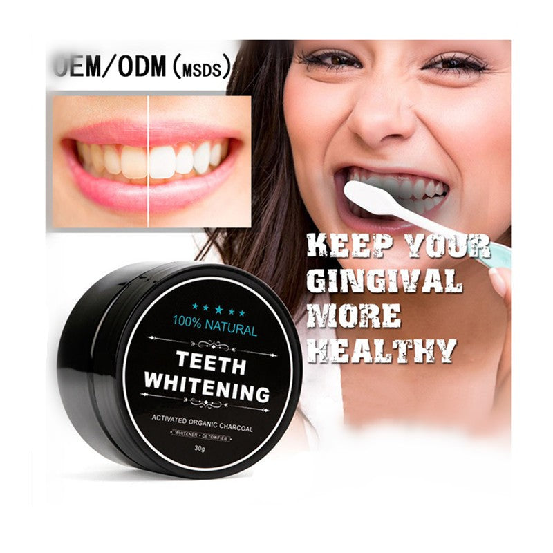 Poudre de charbon pour le blanchiment des dents, charbon actif de noix de coco, poudre de charbon pour le blanchiment des dents, hygiène buccale