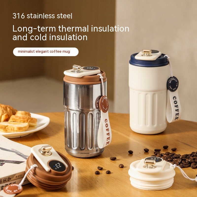 Bouteille isotherme numérique intelligente, tasse à café portable, bouteille d'eau en acier inoxydable, gobelet isotherme pour voiture, garde le froid, bouteille sous vide 450 ml