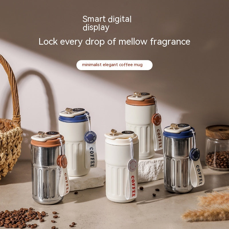 Bouteille isotherme numérique intelligente, tasse à café portable, bouteille d'eau en acier inoxydable, gobelet isotherme pour voiture, garde le froid, bouteille sous vide 450 ml