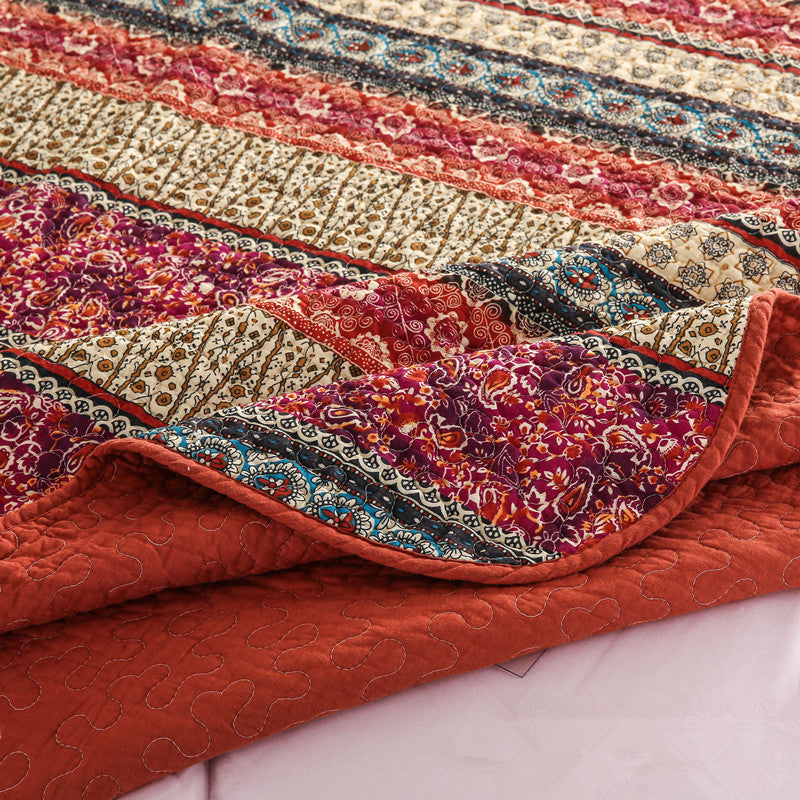 Ensemble de trois pièces de couette en coton et lin, style coton lavé.