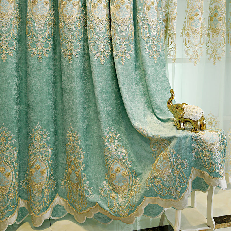 Rideau semi-occultant tissu et voilage style européen – Chambre