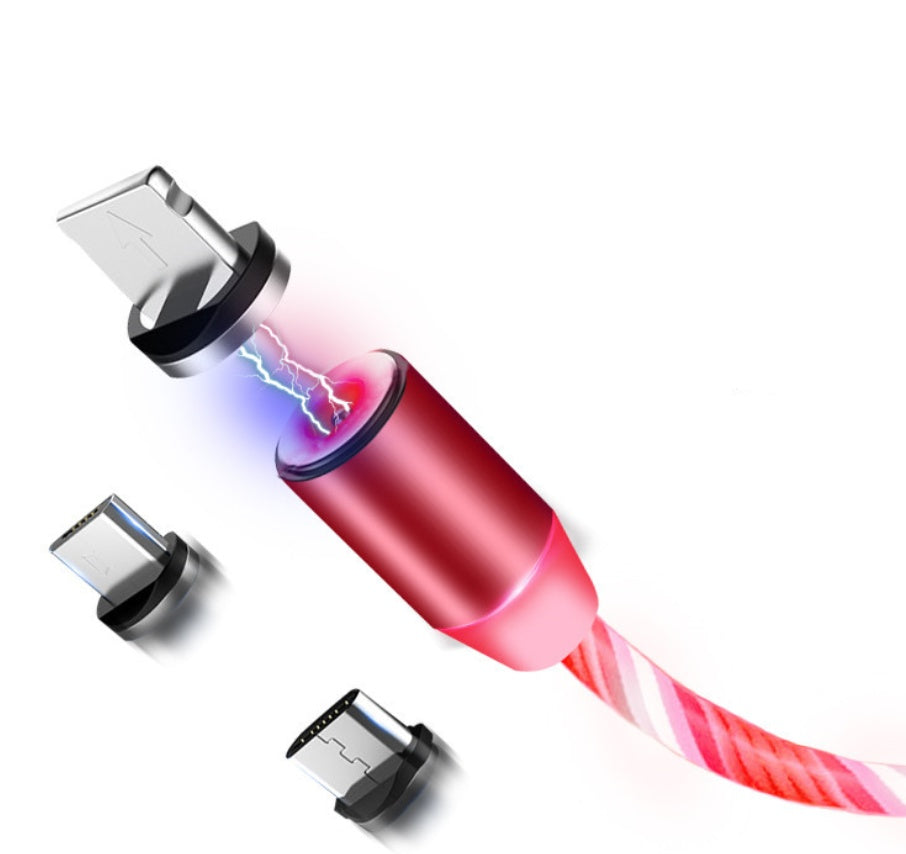 Compatible avec Apple, câble de données magnétique Flowing Light Streamer pour iPhone et Android Type-C