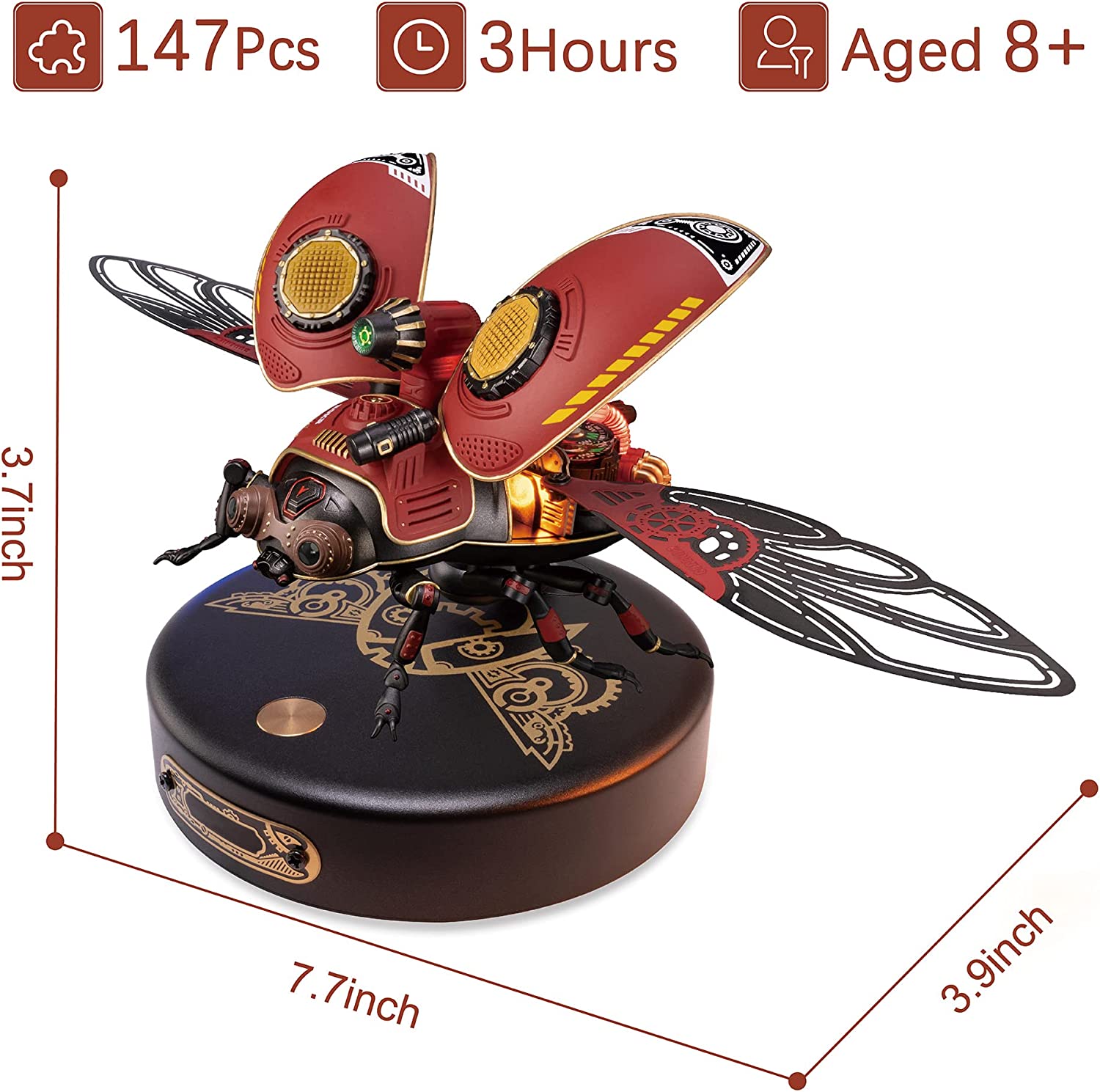 Robotime Rokr Scout Beetle, puzzle 3D en métal, jeu de puzzle style punk, cadeau d'anniversaire, assemblage facile, jouet de conception mécanique à monter soi-même - MI02