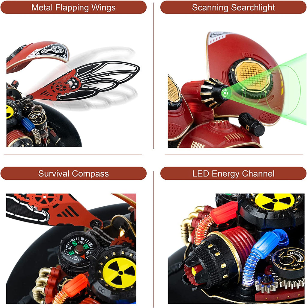 Robotime Rokr Scout Beetle, puzzle 3D en métal, jeu de puzzle style punk, cadeau d'anniversaire, assemblage facile, jouet de conception mécanique à monter soi-même - MI02