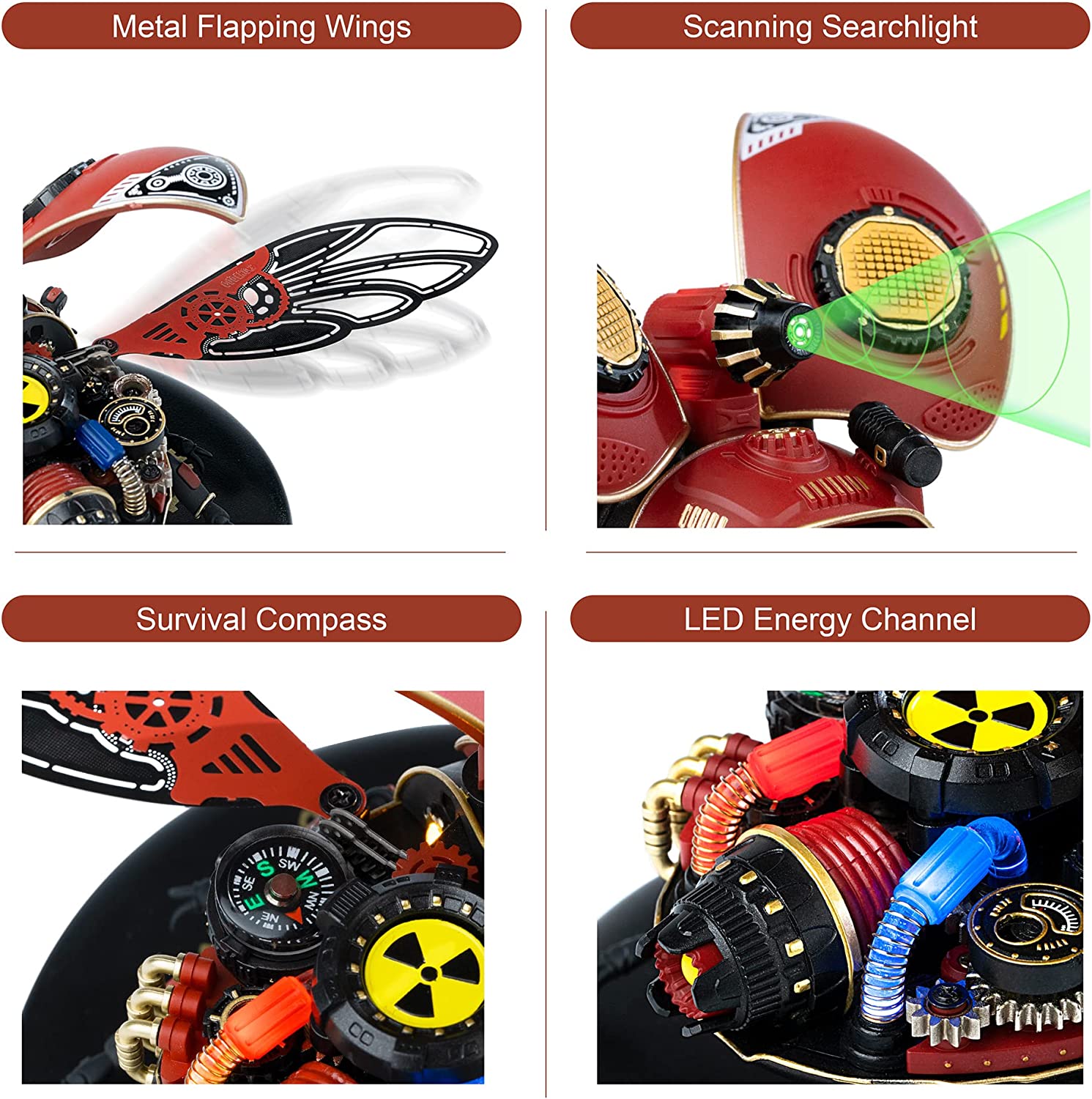 Robotime Rokr Scout Beetle, puzzle 3D en métal, jeu de puzzle style punk, cadeau d'anniversaire, assemblage facile, jouet de conception mécanique à monter soi-même - MI02