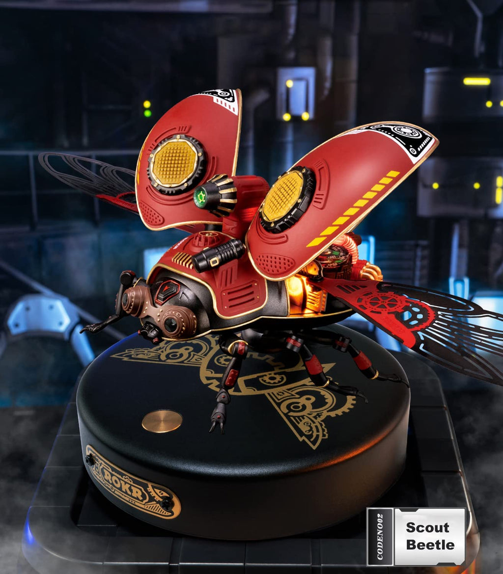 Robotime Rokr Scout Beetle, puzzle 3D en métal, jeu de puzzle style punk, cadeau d'anniversaire, assemblage facile, jouet de conception mécanique à monter soi-même - MI02