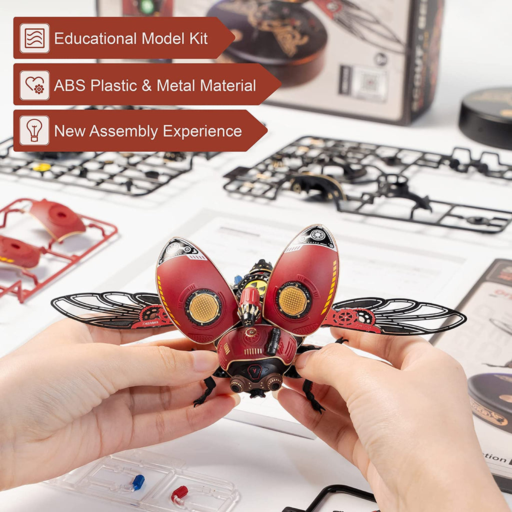 Robotime Rokr Scout Beetle, puzzle 3D en métal, jeu de puzzle style punk, cadeau d'anniversaire, assemblage facile, jouet de conception mécanique à monter soi-même - MI02