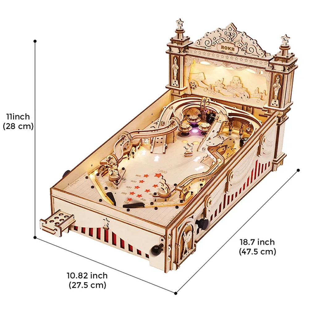 ROKR Puzzle 3D Machine à flipper Casse-tête en bois Jeu de construction