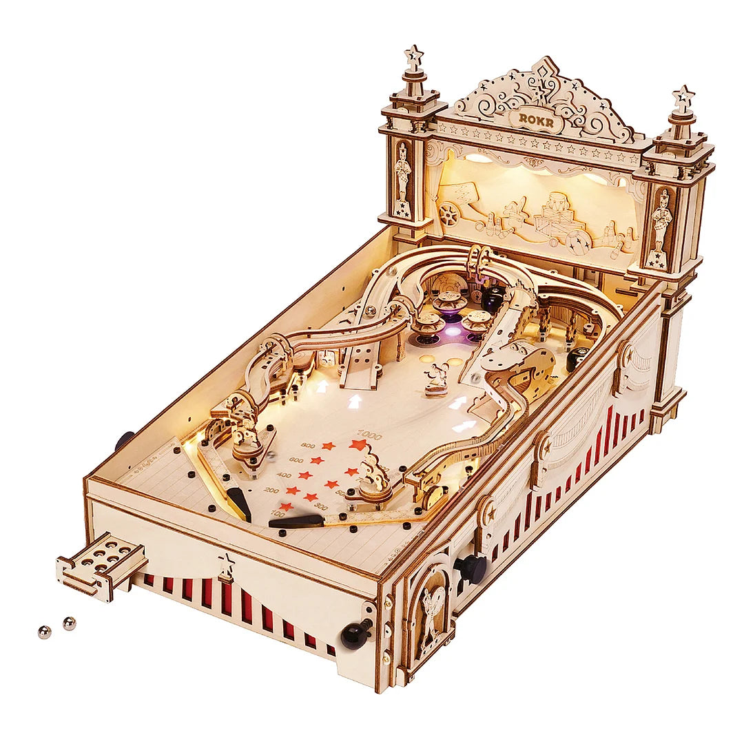 ROKR Puzzle 3D Machine à flipper Casse-tête en bois Jeu de construction