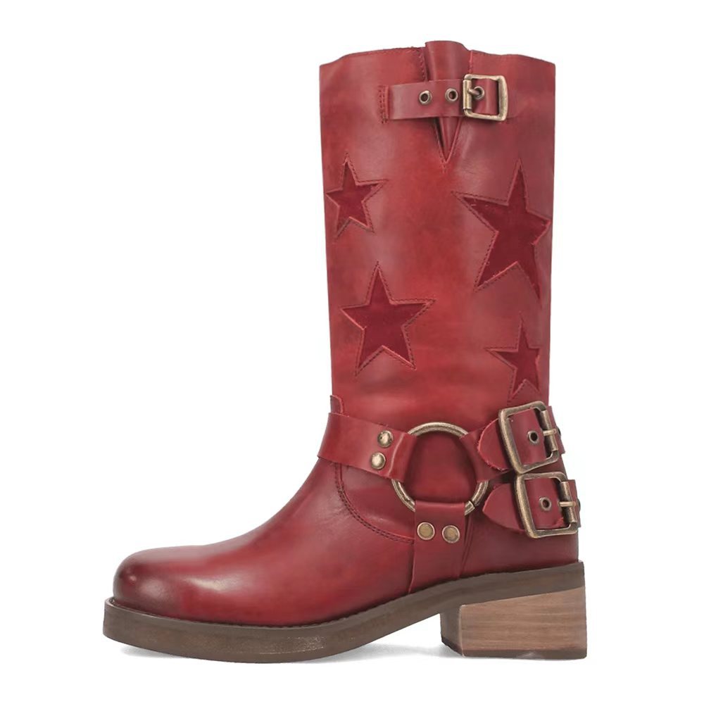 Bottines à boucle de ceinture cousue