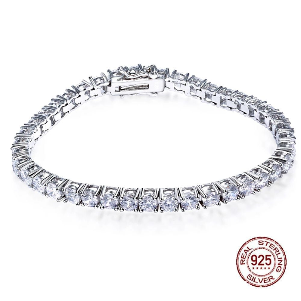 Bracelet en argent S925, longueur de chaîne 17-19 cm (chaîne tennis au choix).