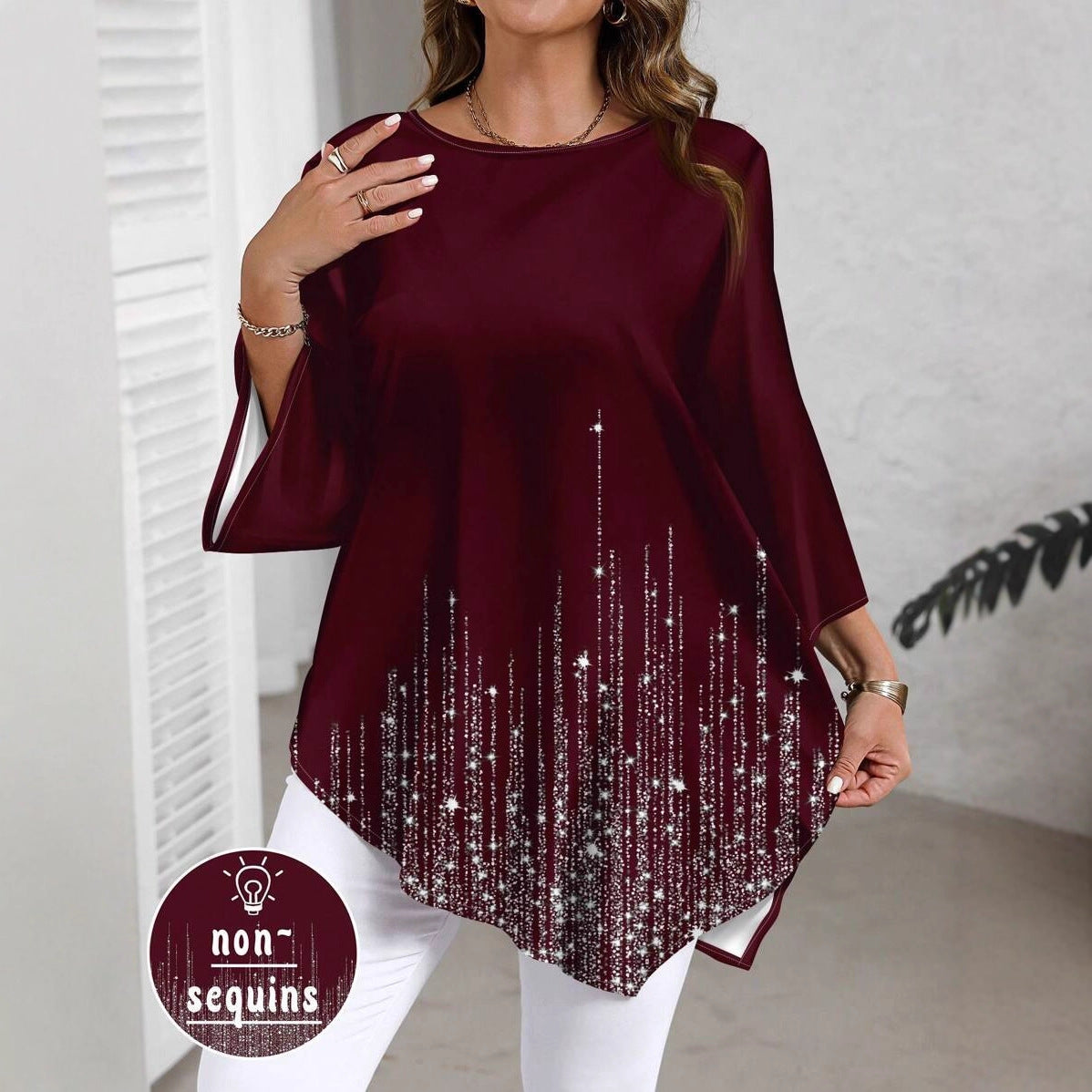 Haut décontracté et polyvalent pour femme grande taille avec un motif dégradé