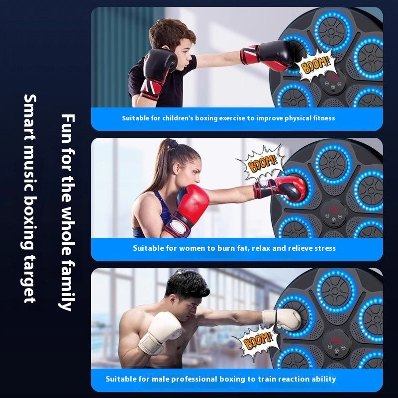 Machine de boxe musicale domestique avec lumière RGB, compatible Bluetooth, mode adulte, vitesse réglable pour kickboxing, karaté et fitness à domicile