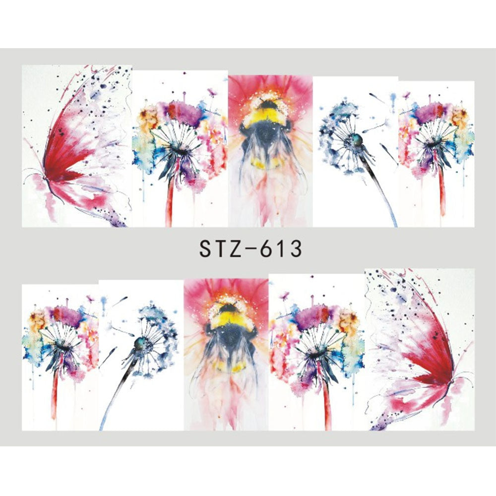 1 autocollant pour ongles papillon et fleur, transfert à l'eau, pour décoration d'ongles, tatouage, manucure, outils, pointe JISTZ508