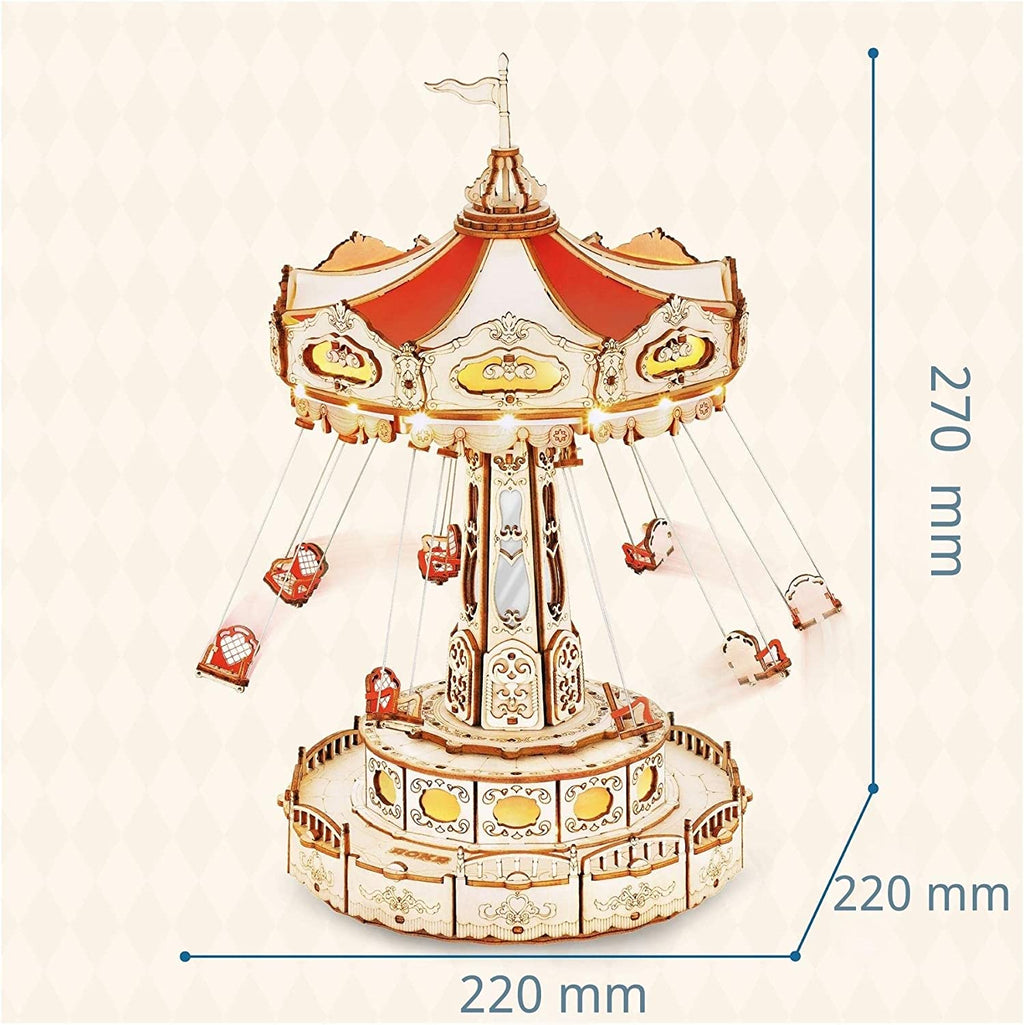 Robotime Rokr, manège magique, balançoire, puzzle en bois 3D, kit de construction de boîte à musique rotative à monter soi-même