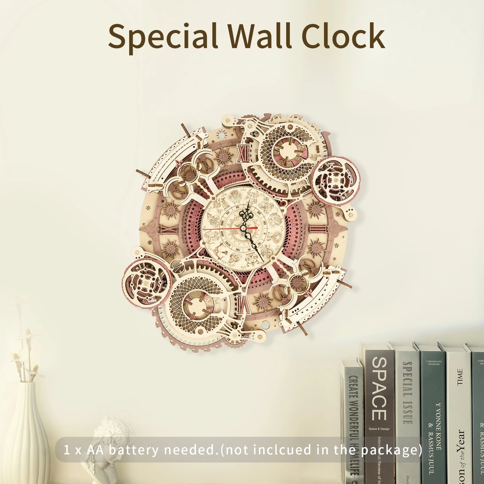 Horloge murale Robotime ROKR Zodiaque, puzzle 3D en bois à assembler, jouet cadeau pour enfants et adolescents LC601.