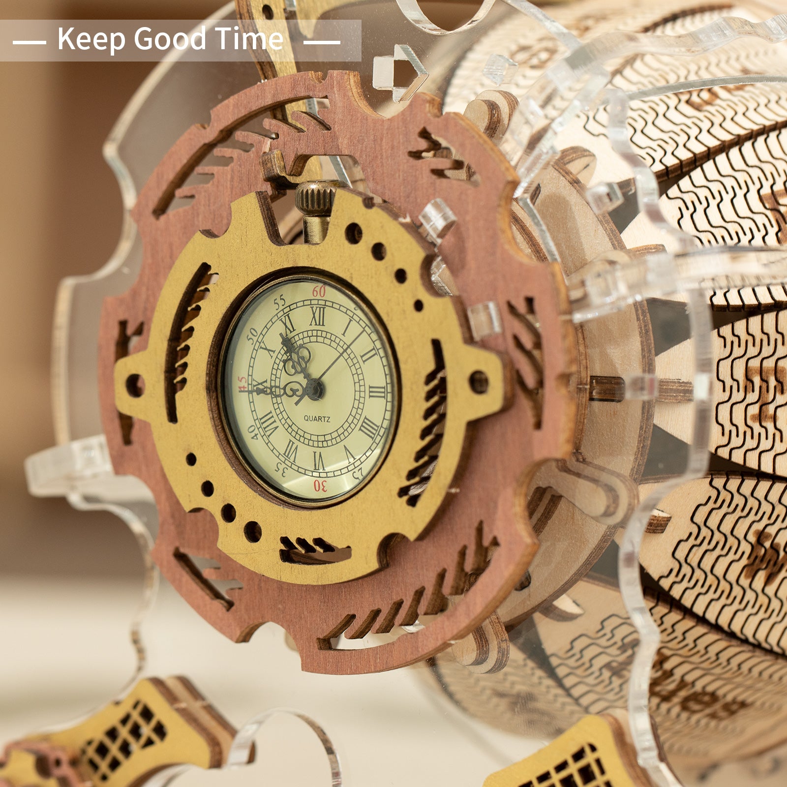 Horloge murale Robotime ROKR Zodiaque, puzzle 3D en bois à assembler, jouet cadeau pour enfants et adolescents LC601.