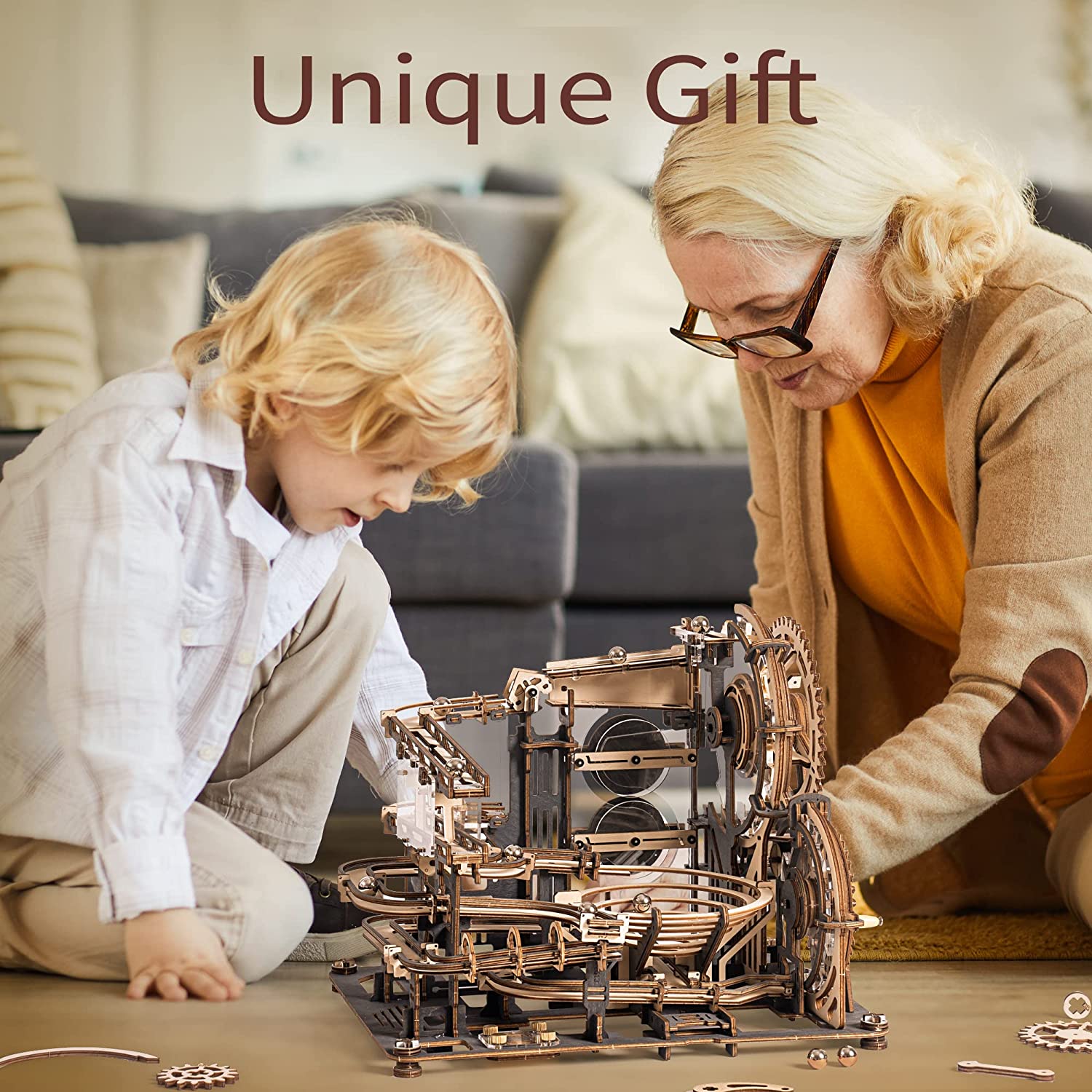 Robotime ROKR Marble Night City, jeu de puzzle en bois 3D, modèle de roue à eau à assembler, jouet pour enfants, cadeau d'anniversaire