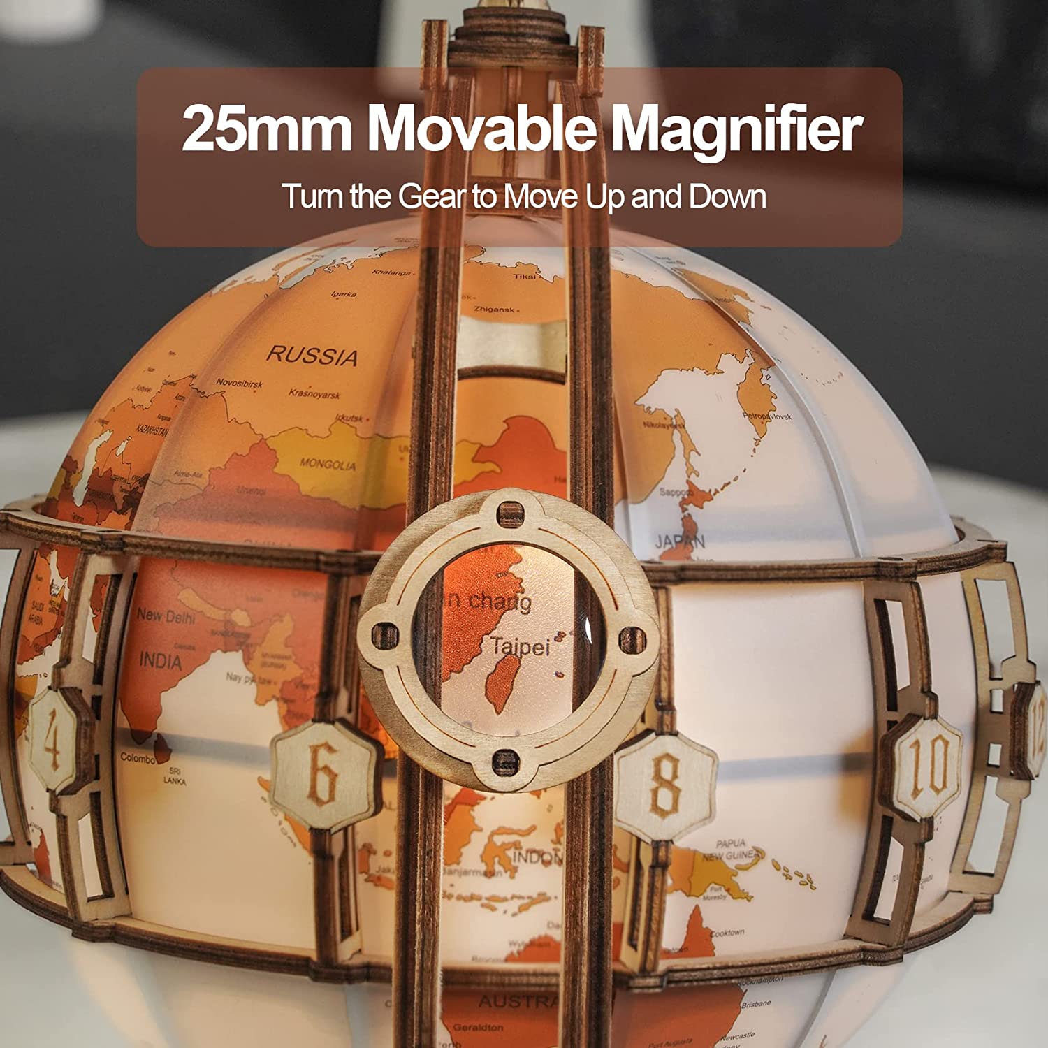 Rokr Globe Lumineux 3D en Bois - Kit de Construction de Modèle en Bois 180 Pièces - Jouet