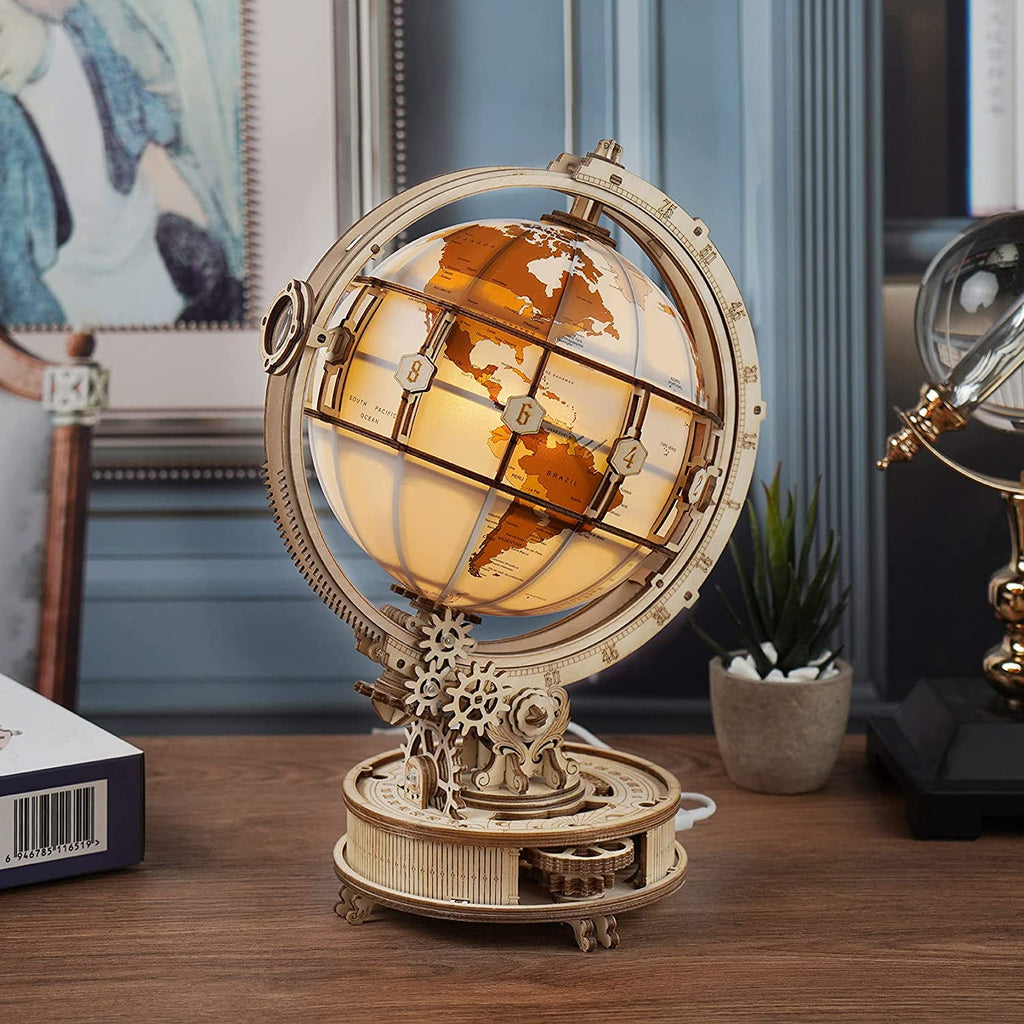 Rokr Globe Lumineux 3D en Bois - Kit de Construction de Modèle en Bois 180 Pièces - Jouet