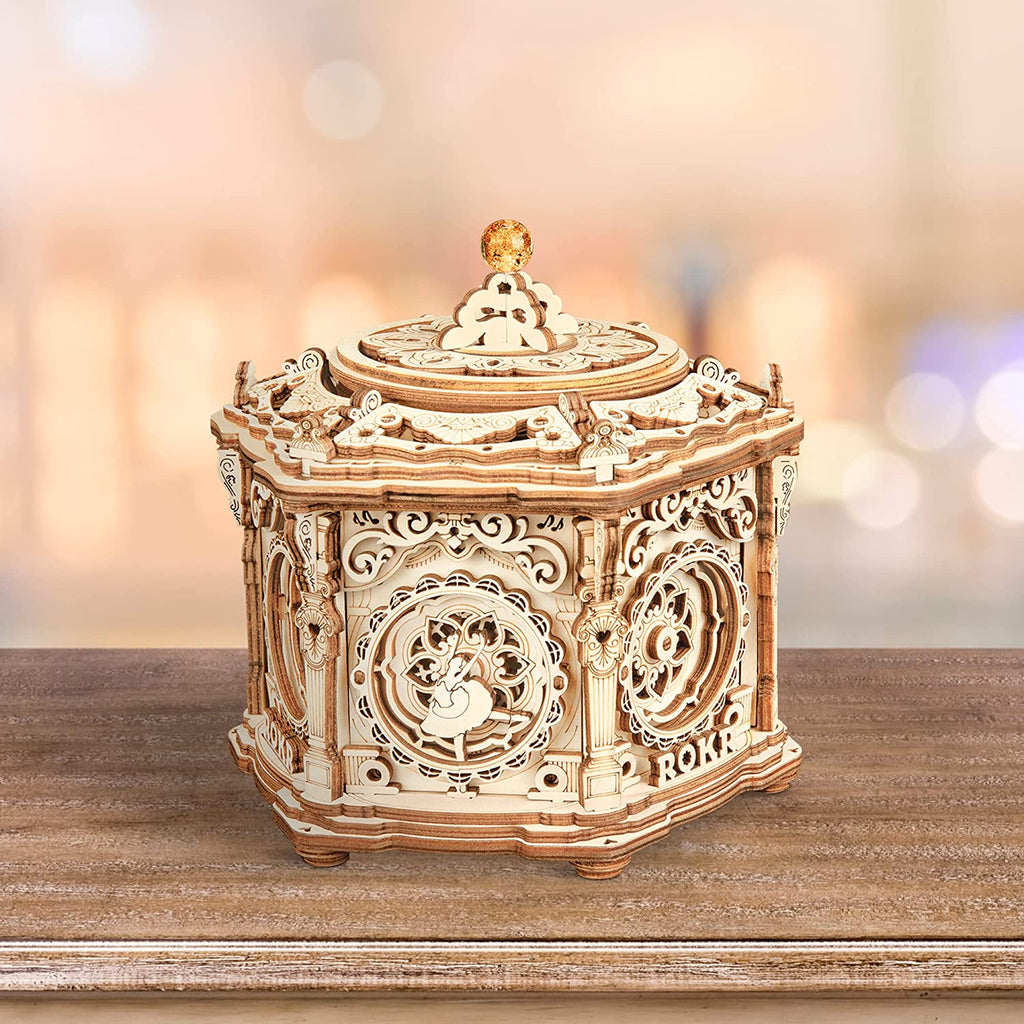 Robotime Rokr Kit de boîte à musique mécanique à monter soi-même, puzzle 3D en bois pour adultes - Jardin secret