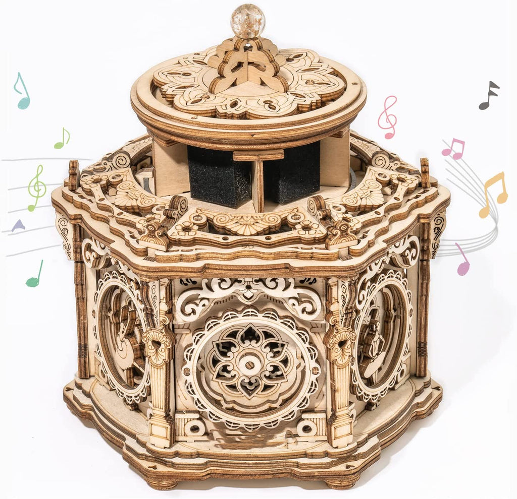 Robotime Rokr Kit de boîte à musique mécanique à monter soi-même, puzzle 3D en bois pour adultes - Jardin secret