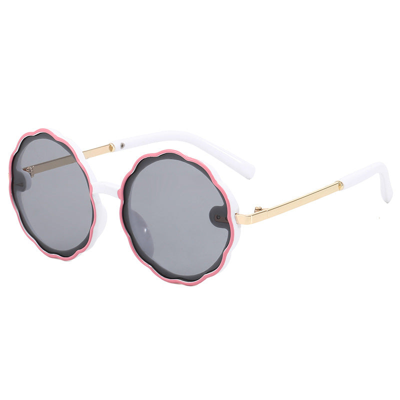 Lunettes de soleil rondes vintage à monture ondulée pour enfants