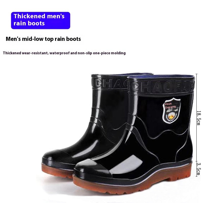 Bottes de pluie chaudes et résistantes à l'usure, doublées en polaire, à semelle en cuir camouflage et semelle en cuir pour homme.