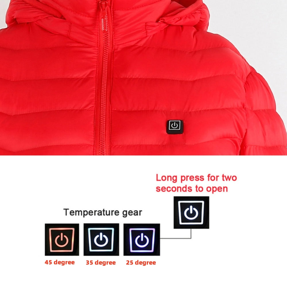 Veste chauffante d'hiver, manteau en coton électrique USB, fermeture éclair, vêtement thermique chauffant, gilet chauffant pour homme