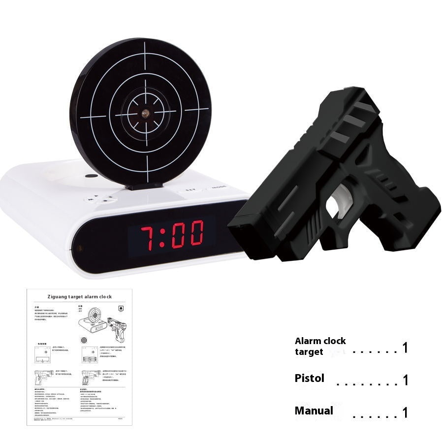 Réveil électronique de bureau avec pistolet numérique, cible laser pour enfants, réveil de table